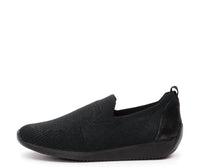 Ara Women's Leena Slip On Sneakers in black wovenstretch - women's sneaker - detail view