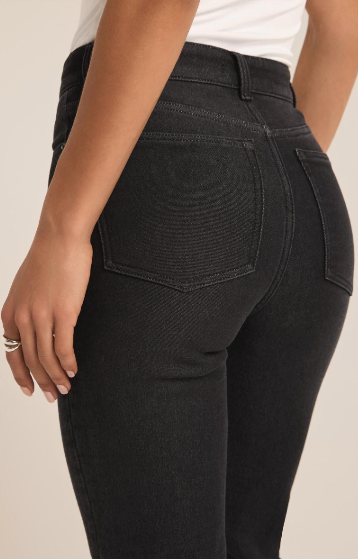 Z Supply Val Straight Leg Denim Pants in black sand - women's pants - view 4