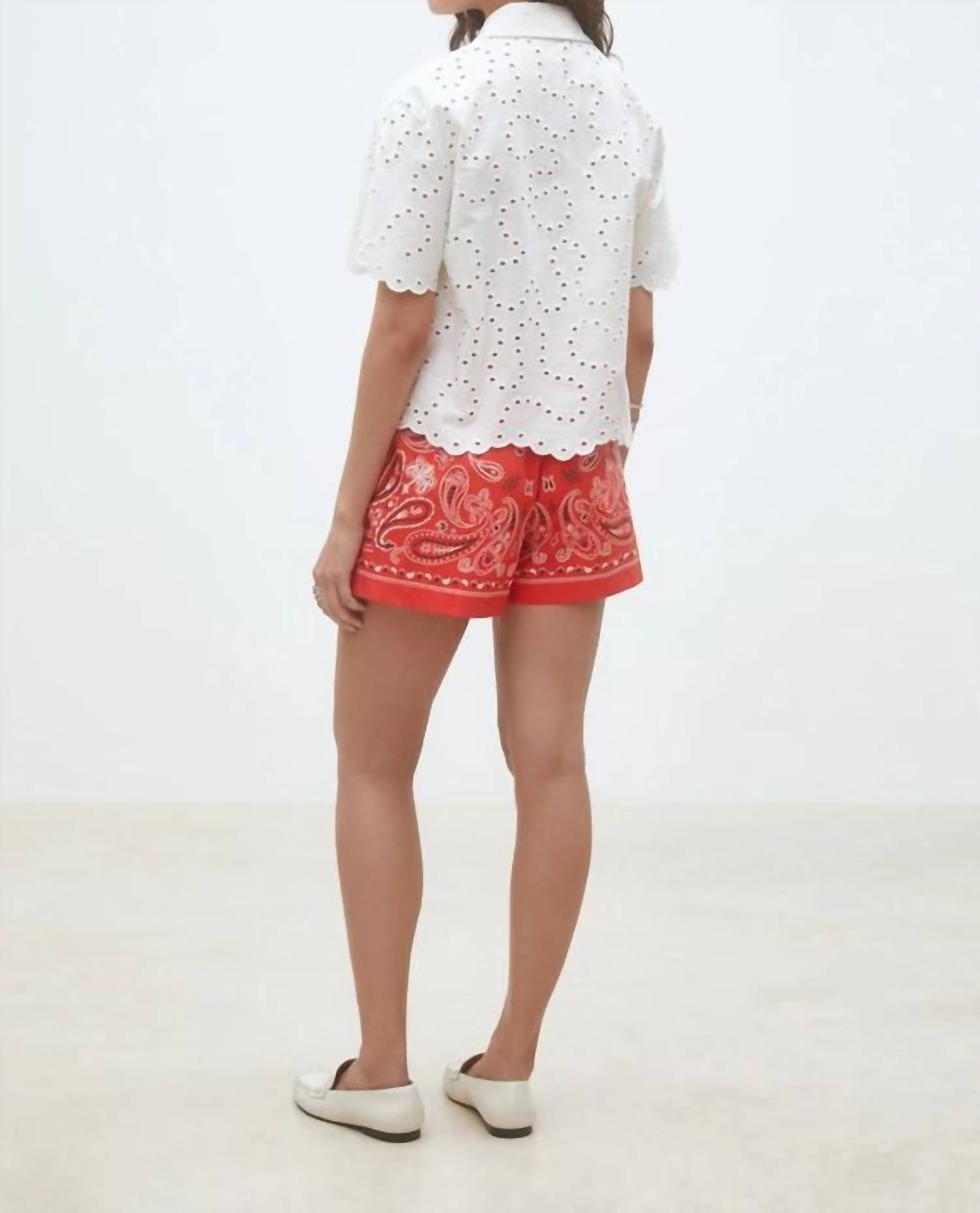 Suncoo - Lory Geometric English Embroideries Blouse