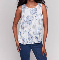 Charlie B - Sleeveless Print Keyhole Top