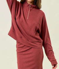 Doe And Rae - Stripe Textured Half Zip Top