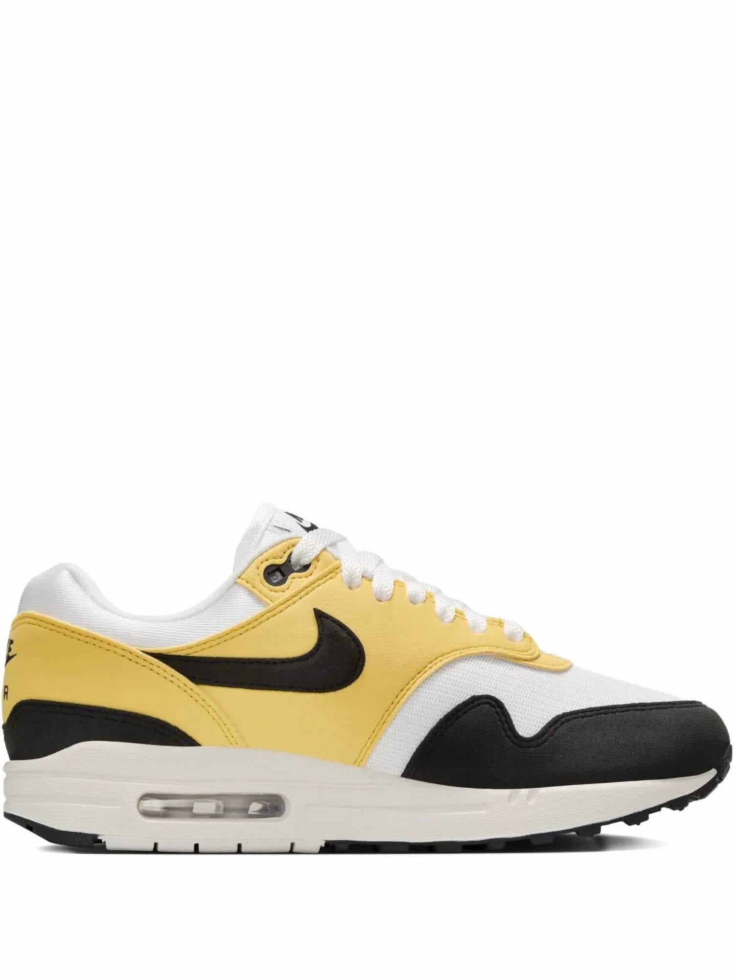 NIKE Women's Air Max 1 '87 Textile Sneakers in saturn gold summit white sail black - women's sneaker - detail view
