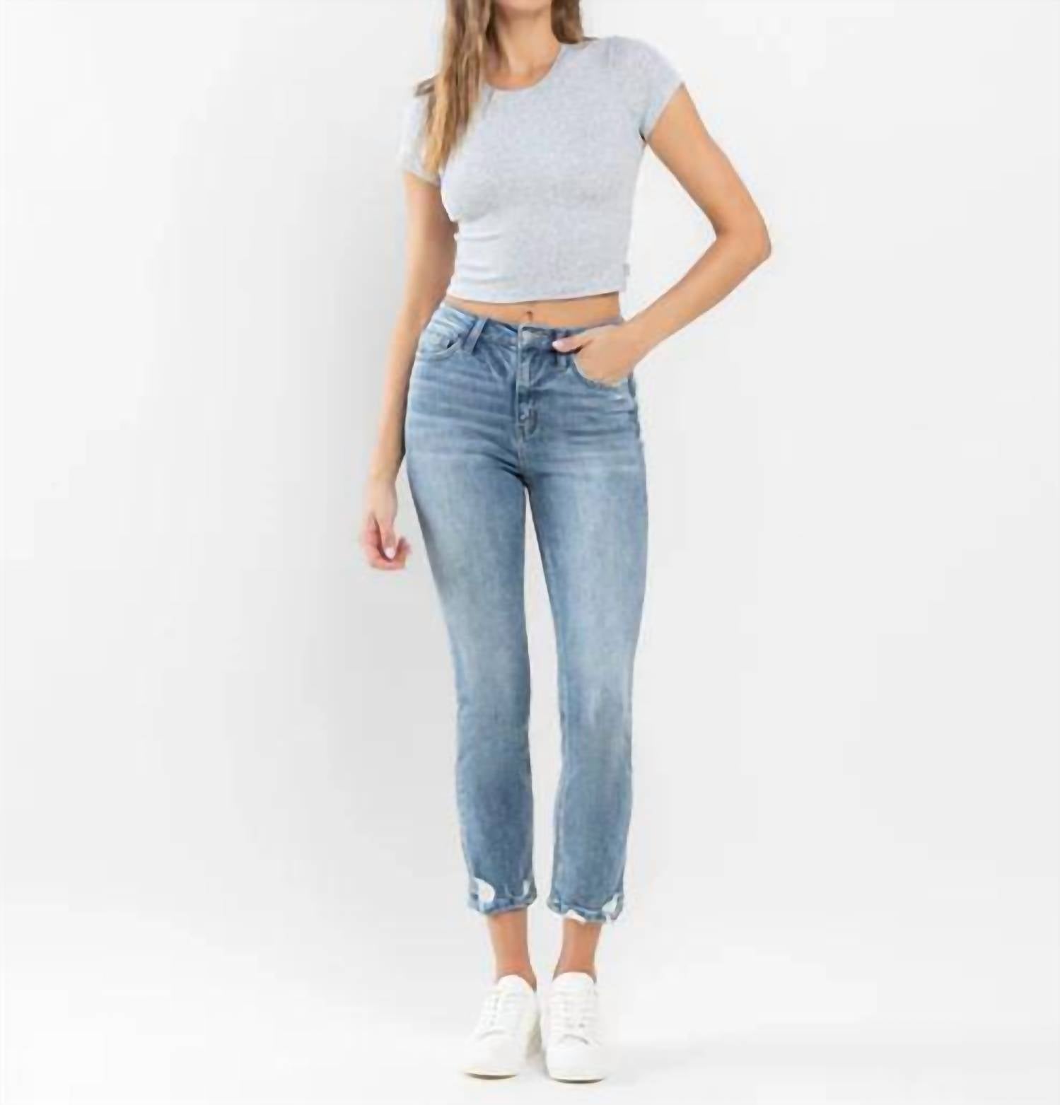 Flying Monkey - Soundness High Rise Distressed Crop Slim Straight Jeans