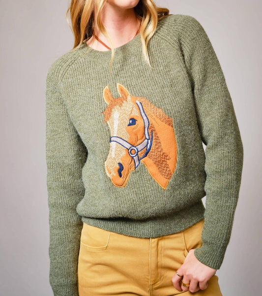 Blue B - Horse Embroidery Knit Pullover Sweater
