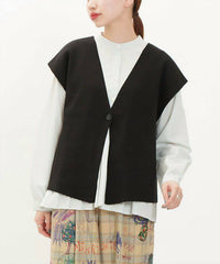 SHE + SKY Single Button Sweater Vest in black - women's jacket