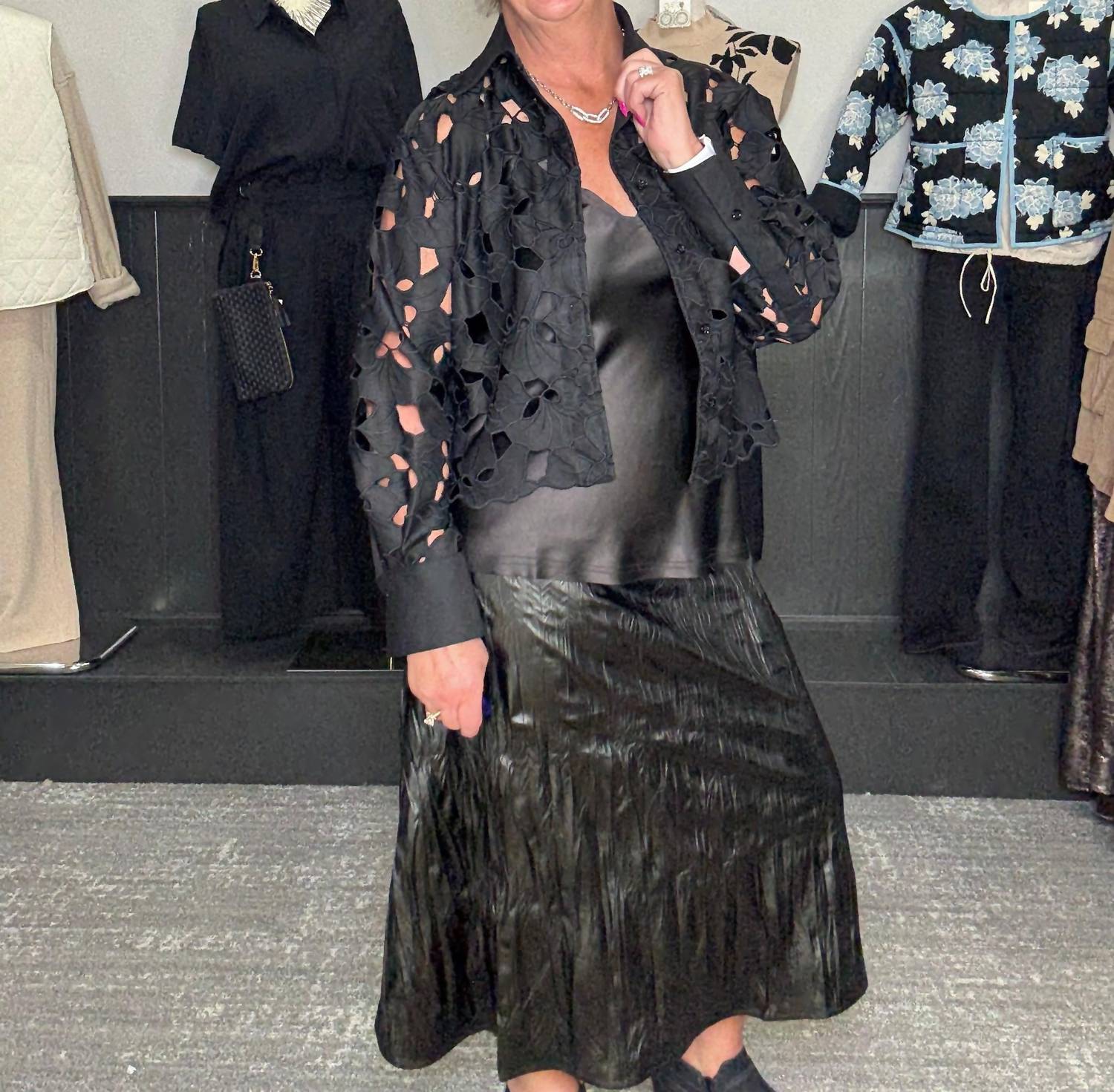 Thml - Long Leather-look Textured Skirt