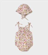 Mayoral - Girl's Two Piece Floral Sun Romper With Hat