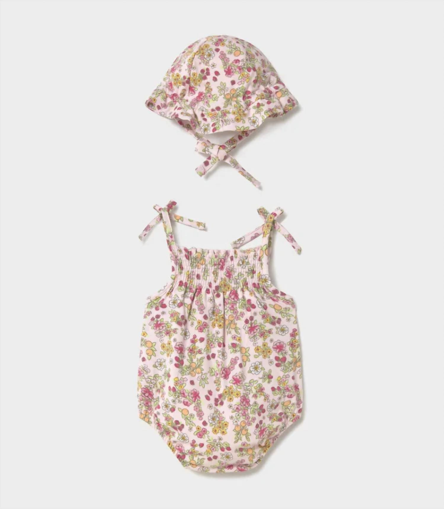 Mayoral - Girl's Two Piece Floral Sun Romper With Hat