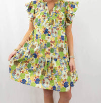 Entro - Floral Ruffle Sleeve Dress