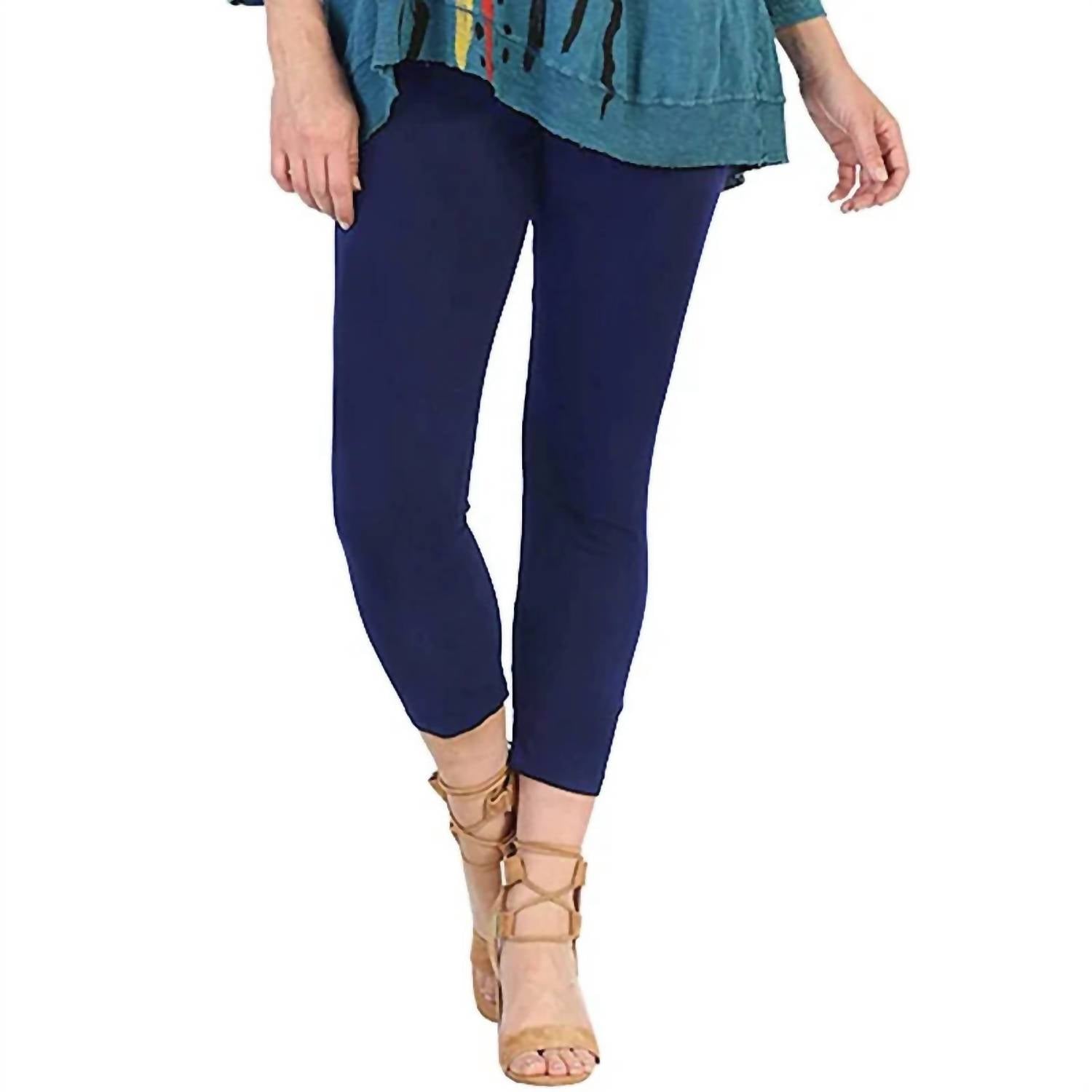 Jess & Jane Mineral Washed Cotton Legging Capri Pants in jet denim - women's pants