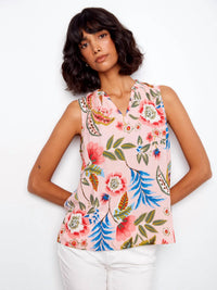 Charlie B - Women's Printed Blouse With Ruffle