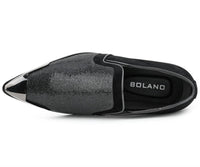 Bolano Men's Dezzy Rhinestone Dress Shoes in black - men's loafer - detail view