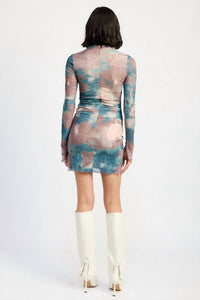 Emory Park What A Trip Tie Dye Mesh Mini Dress in blue - women's dress - alternate view