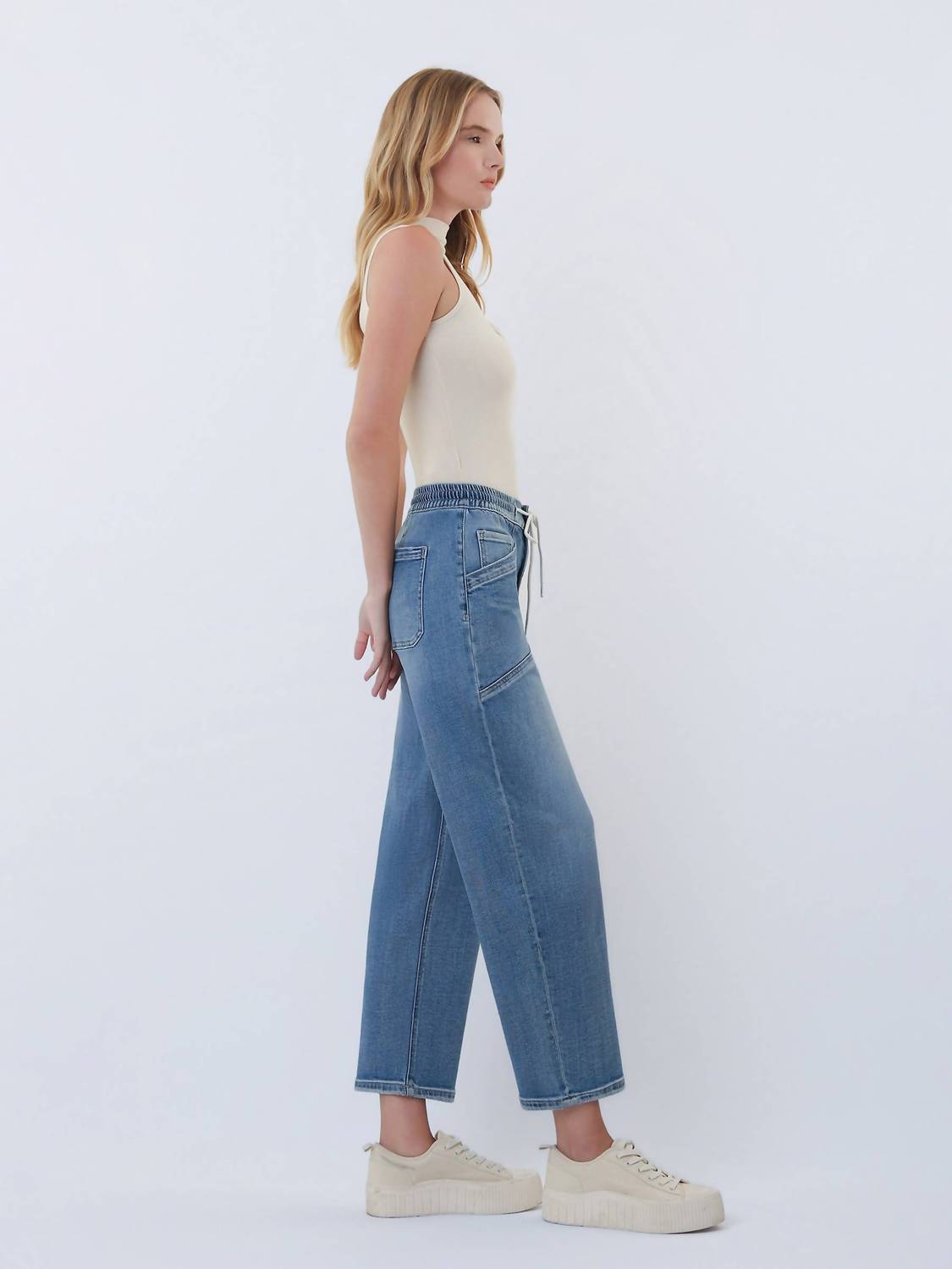 Vervet By Flying Monkey - Pull on Waistband Barrel Jeans