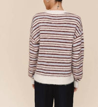 Bella Dahl Striped Crew Neck Sweater in frosty stripe - women's sweater - alternate view