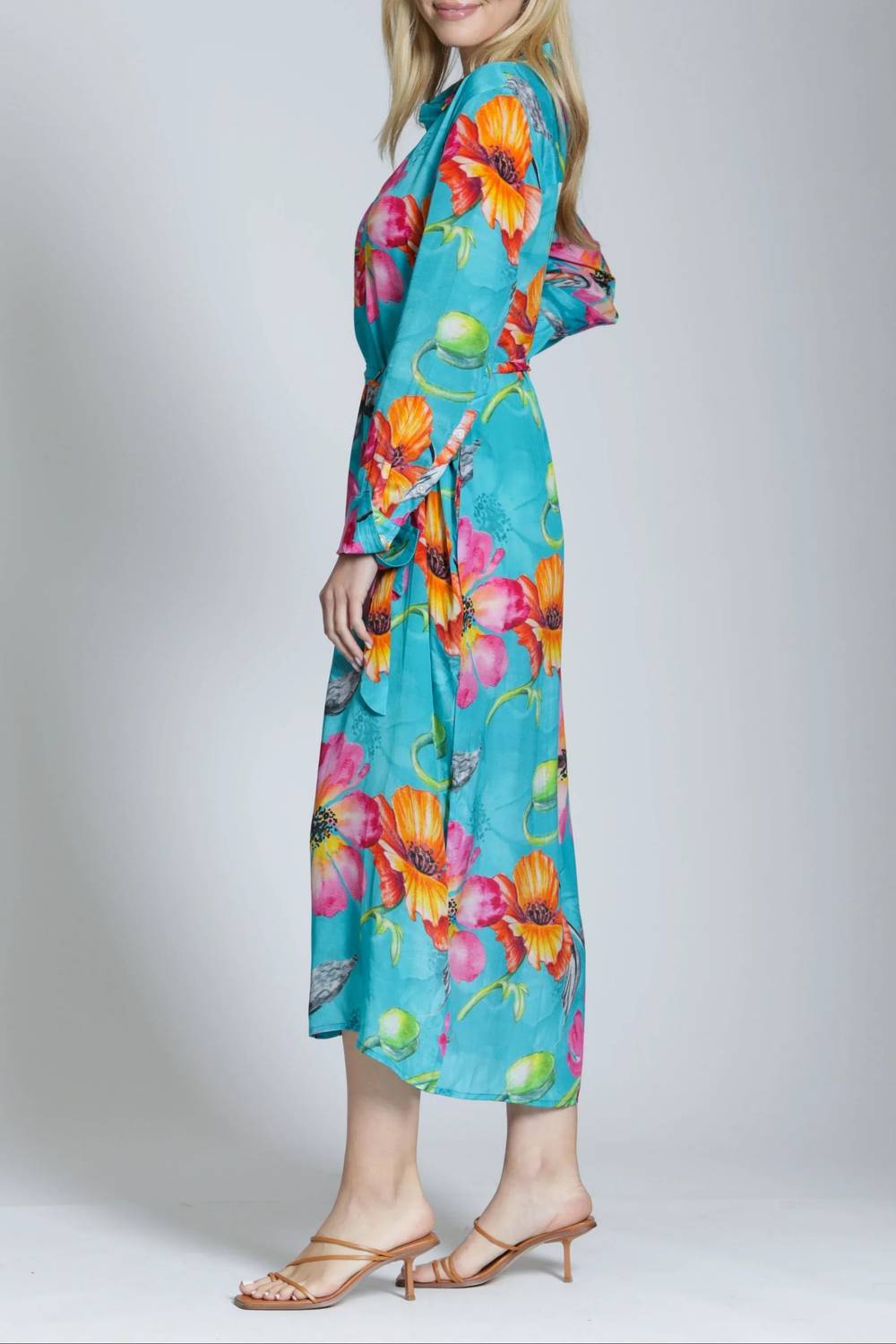 Apny - Tropical Bloom Half Placket Maxi Dress