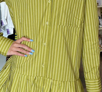 Meet Me In Santorini - Stripe Pleated Poplin Shirt Dress