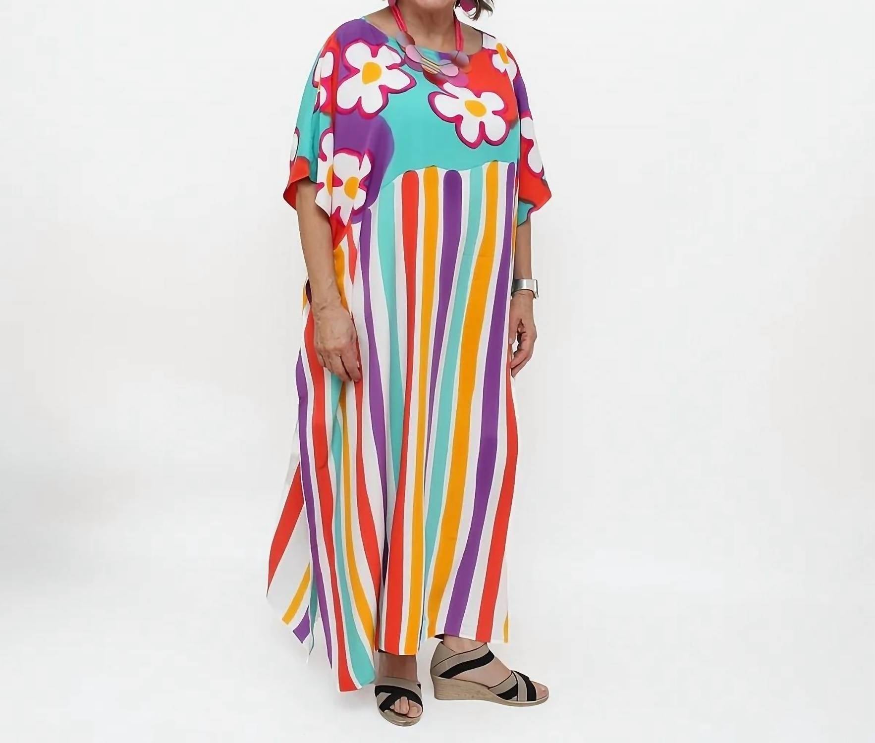 Sylca Designs - All the Flowers Bright Colored Kaftan Dress
