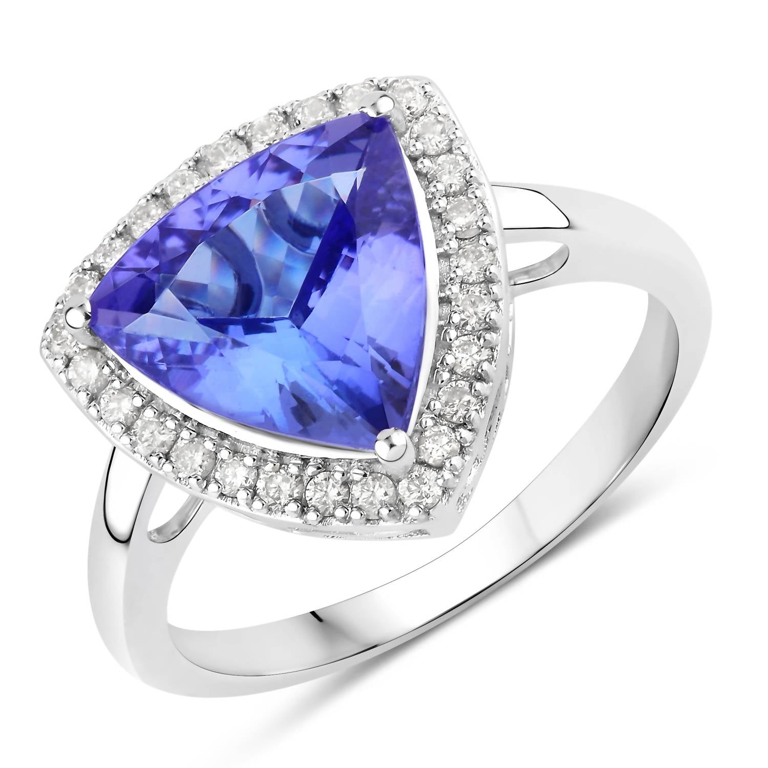 Diana M Jewels Women's Trillion Natural Tanzanite Fashion Ring (3.23 Ct) - Signature Plus in 14k white gold - women's jewelry