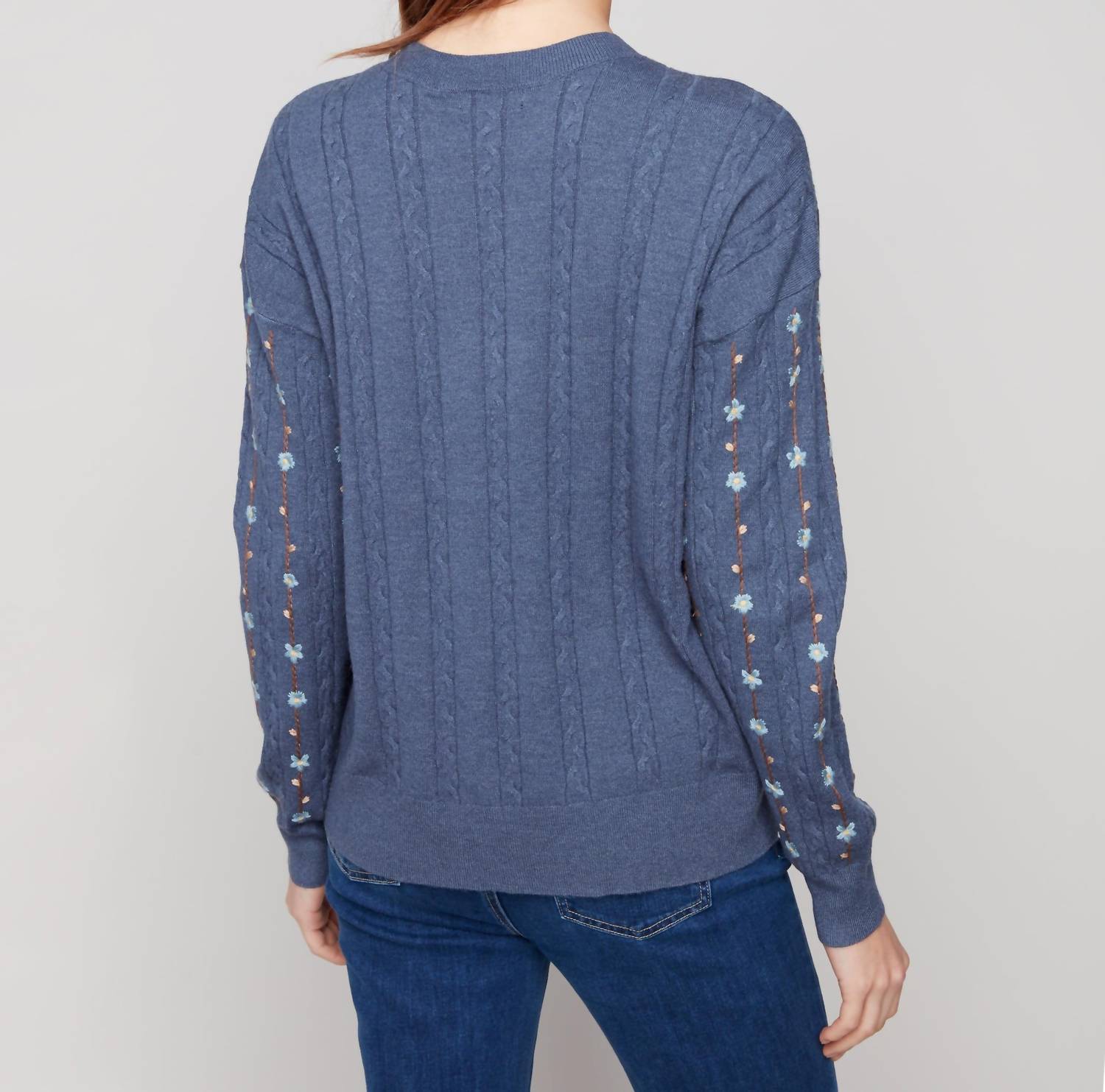 Charlie B - Floral Embroidery Knit Sweater