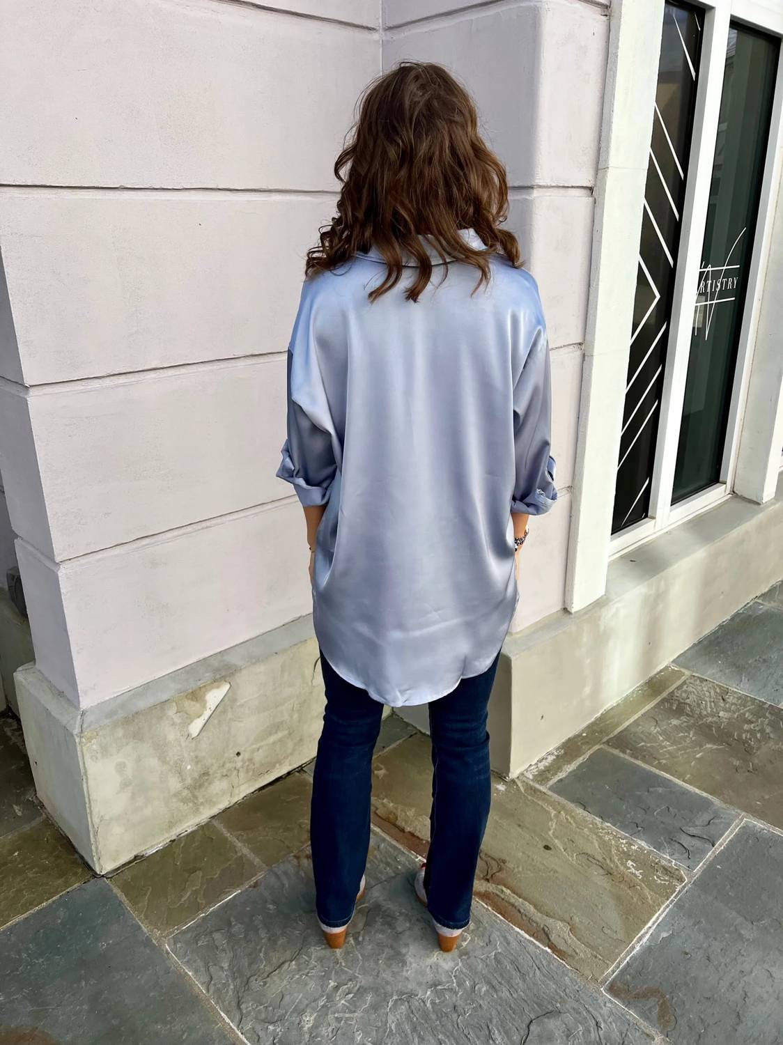 Entro - Satin Button Up Collared Top