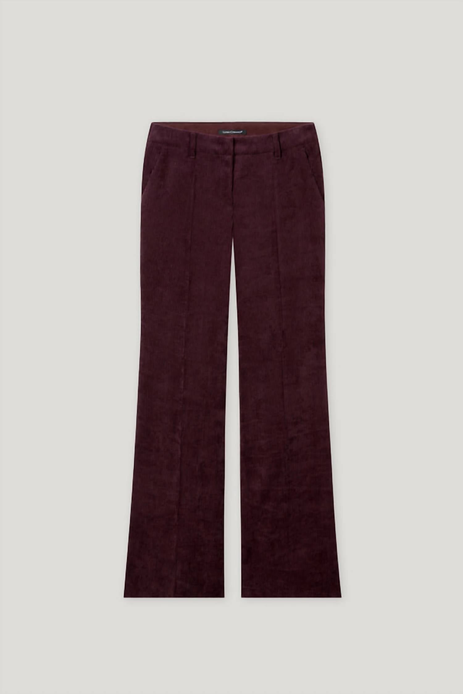 LUISA CERANO Flare Corduroy Trousers in burgundy - women's pants - view 5