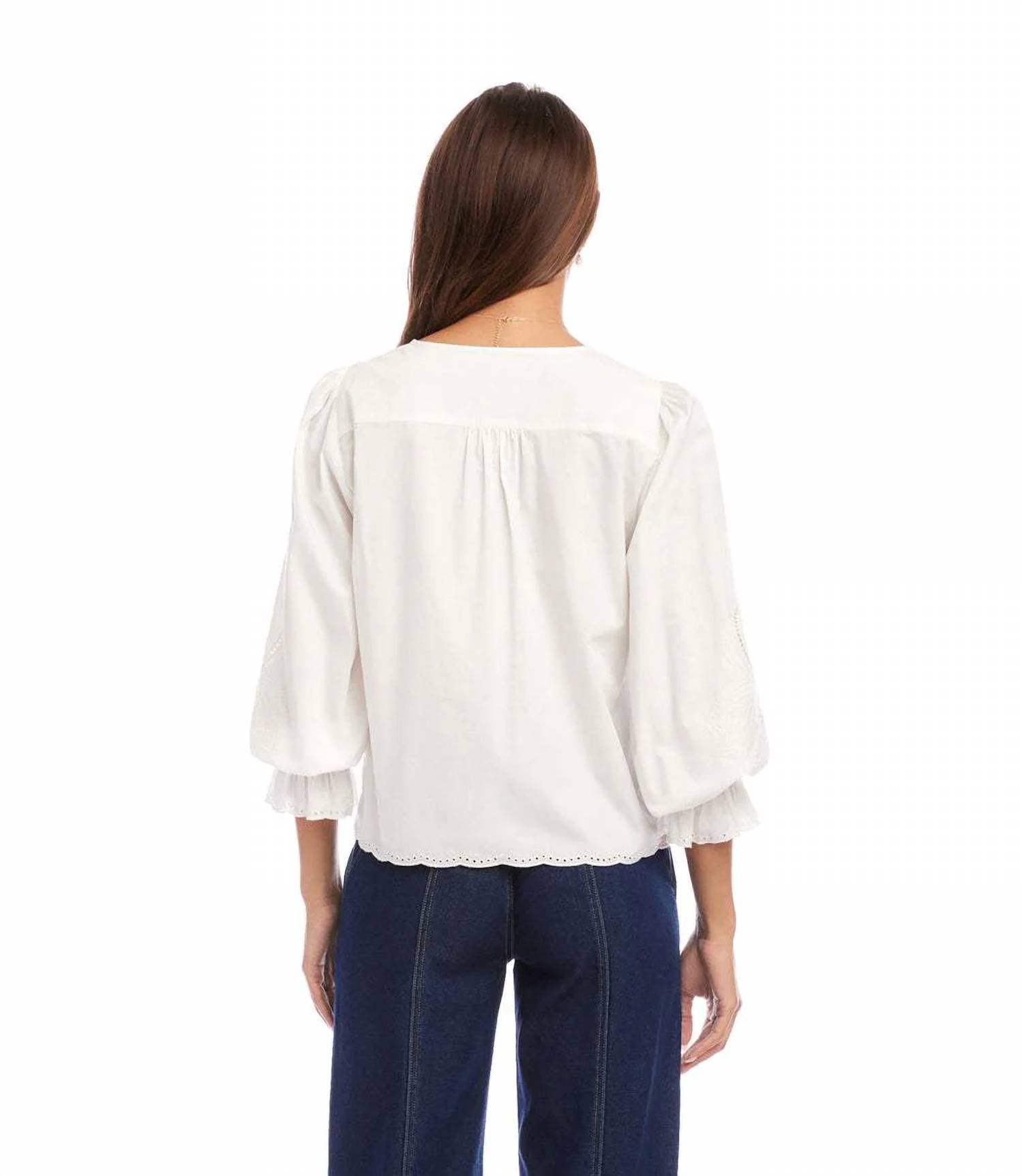 Karen Kane - Embroidered Button-Front Top