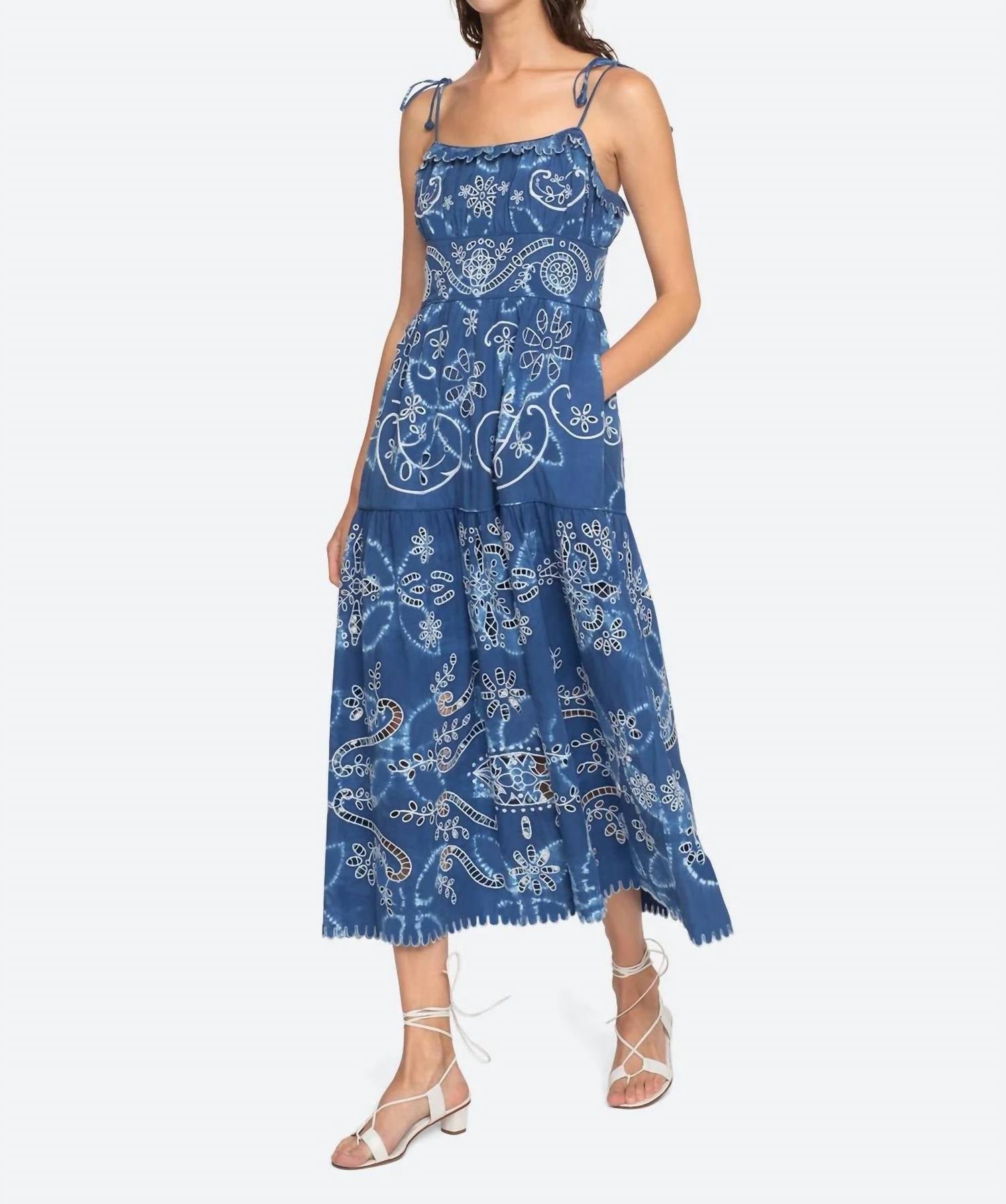 Sea - Embroidery Sleeveless A-line Dress