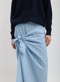 Tibi - Striped Tech Poplin Tie Front Skirt
