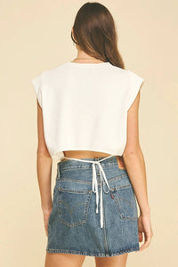 Pinch - Cap Sleeve Sweater with Tie Detail