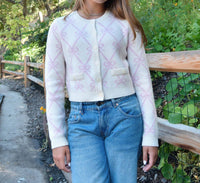 LoveShackFancy Veronika Crew Cardigan in milk rose - women's cardigan - view 5