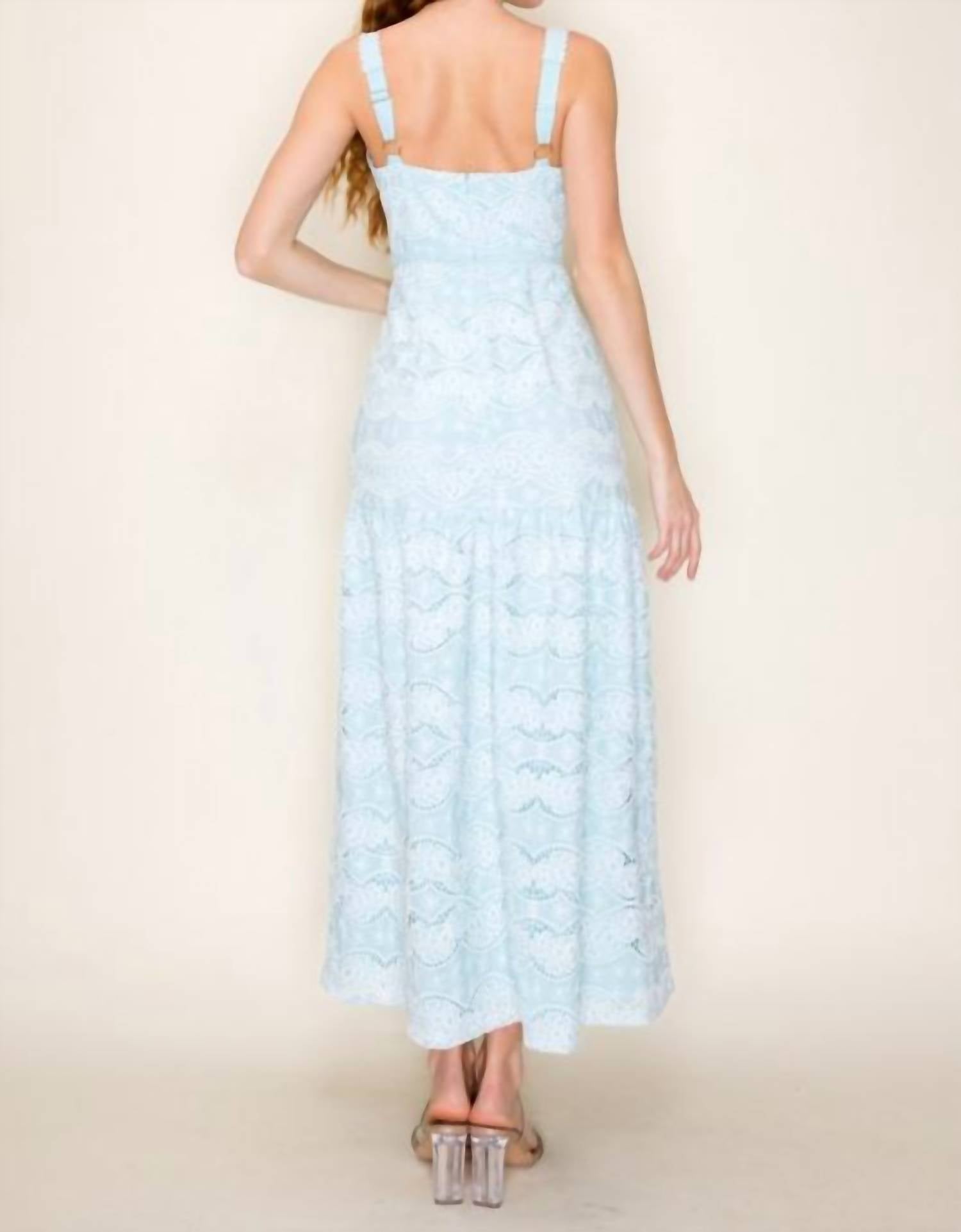 B.Right - Floral Crochet Lace Print Midi Dress