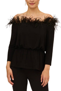 Adrianna Papell - Off The Shoulder With Feather Accents Top