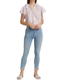 7 For All Mankind Ankle Skinny Frayed Wave Hem Jeans in maple - women's jeans - view 5