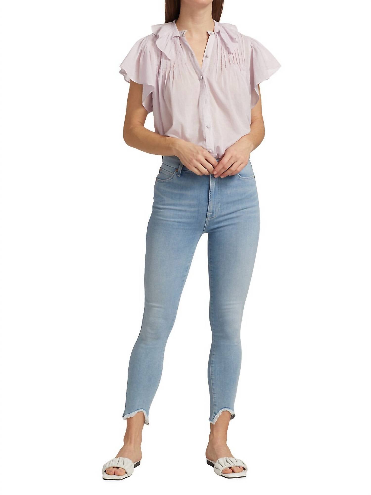 7 For All Mankind Ankle Skinny Frayed Wave Hem Jeans in maple - women's jeans - view 5