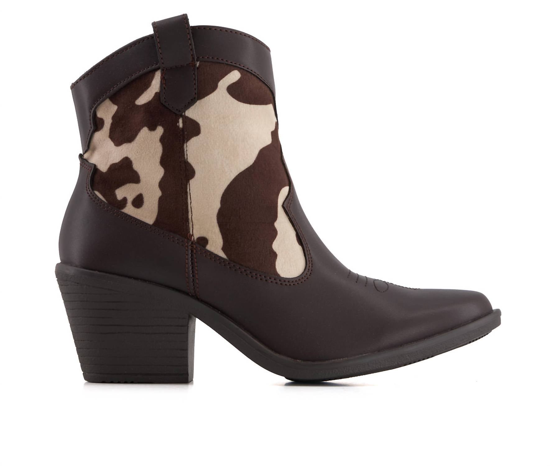Andrea - Women's Western Cow Pattern Booties