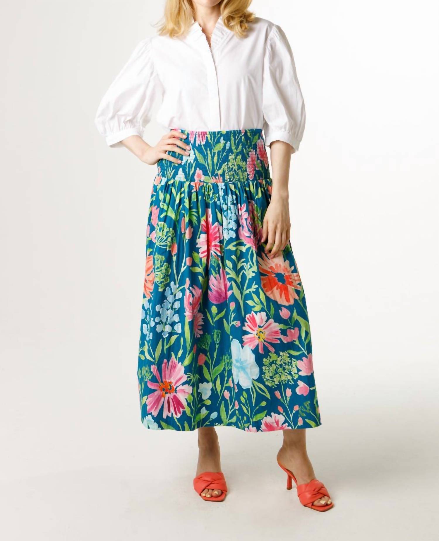 HOLLY SHAE Design Holly Shae Betsy Skirt-Dress in blue floral - women's skirt