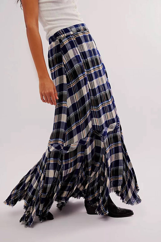 Free People - BORDEAUX PLAID MAXI SKIRT