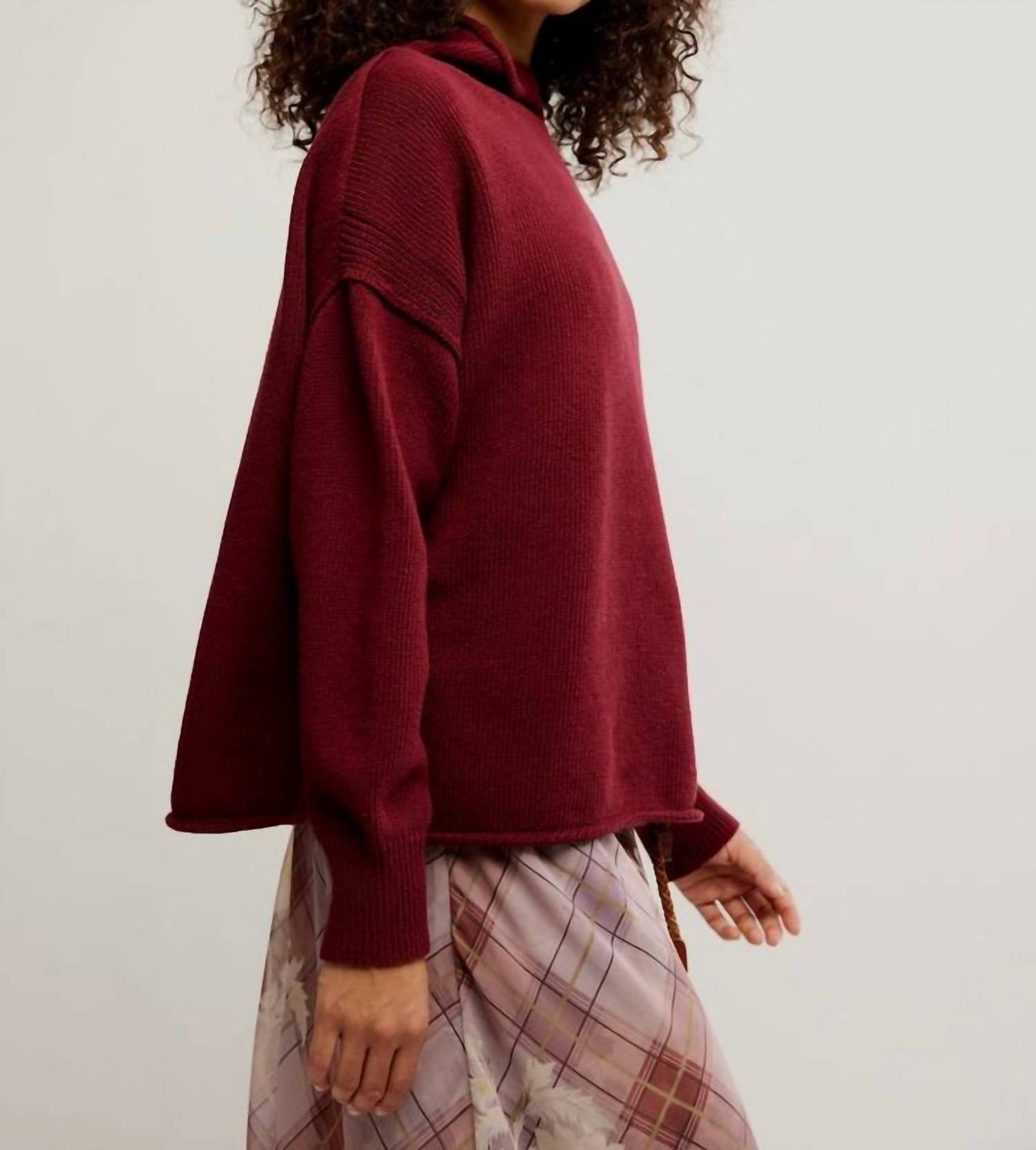 Free People Torres Roll Neck Sweater in dionysus - women's sweater - detail view
