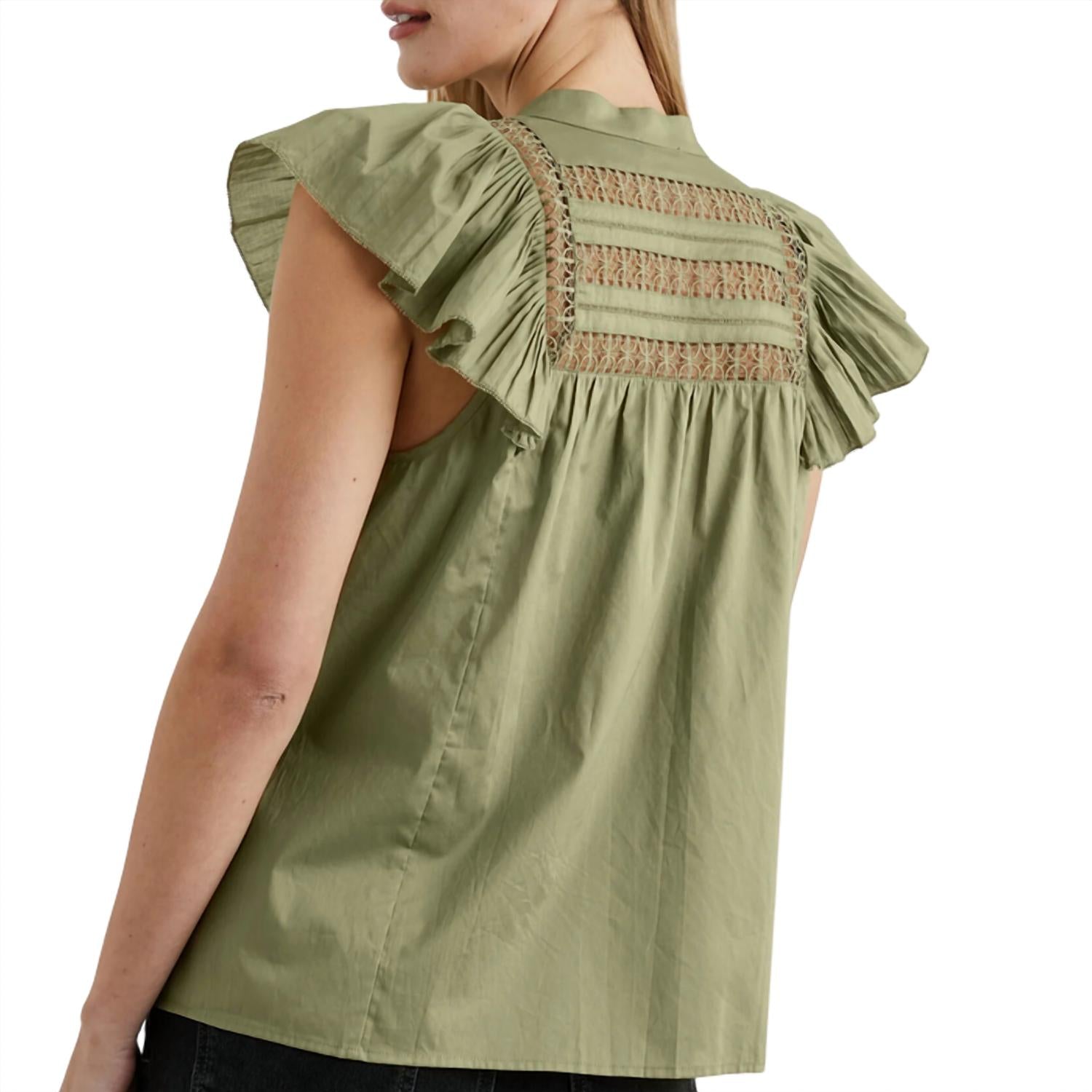 Rails Women's Louella Top in canteen - women's blouse - detail view