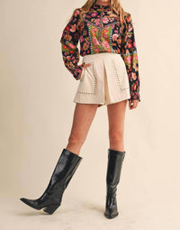 &merci Printed Border Trim Top in black multi floral - women's blouse - view 5