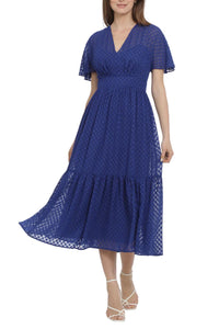 Maggy London - Short Sheer Sleeve Midi Dress