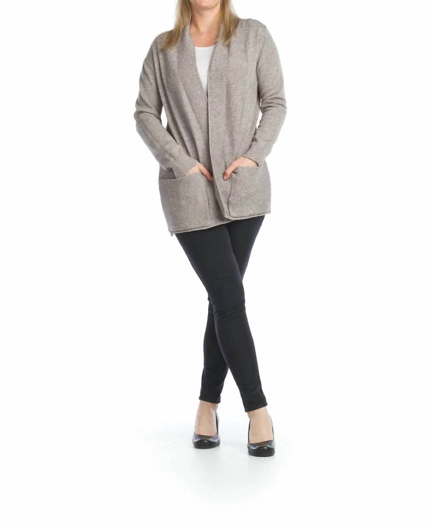 Papillon - Heathered Soft Ribbed Cardigan With Pockets