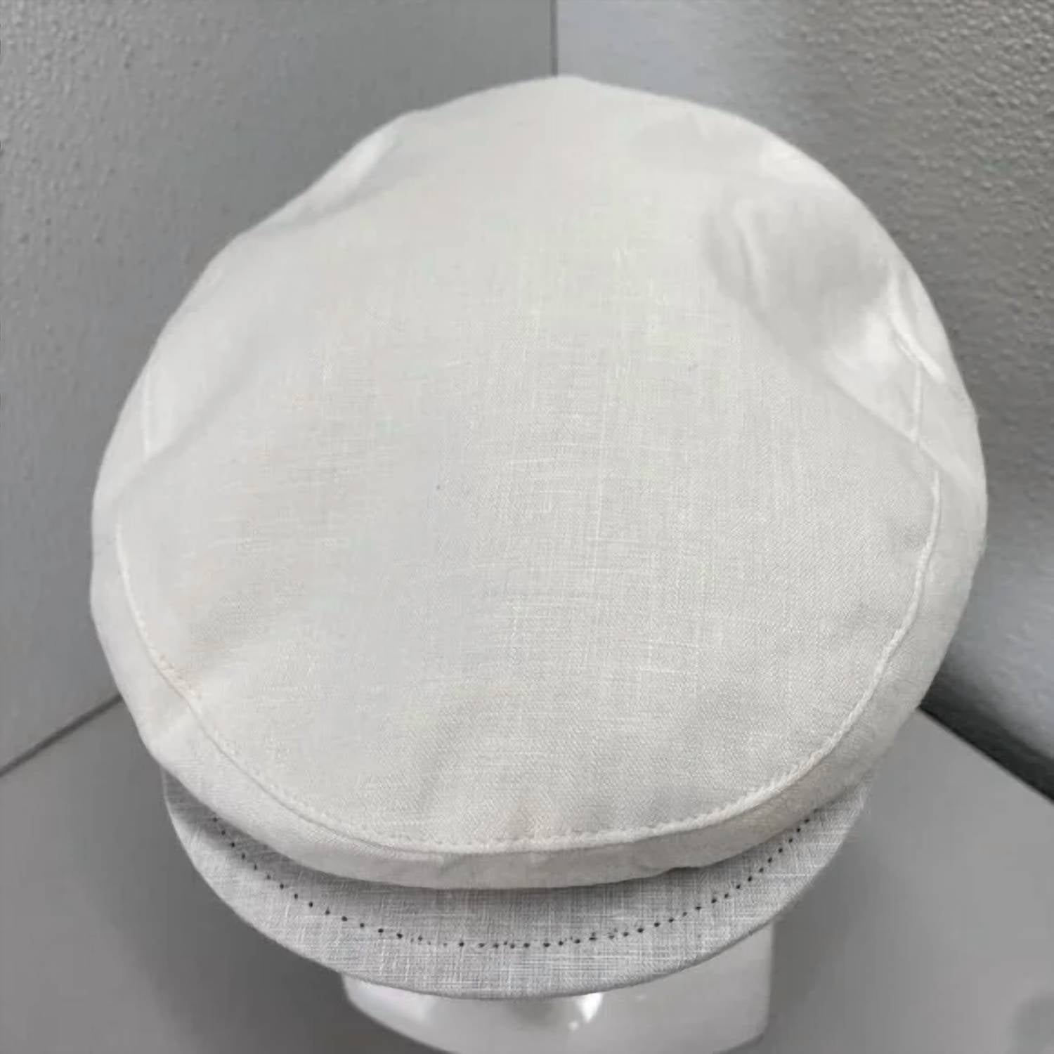 Capas Headwear Men’s Linen Newsboy Hat in white - men's hat - view 6