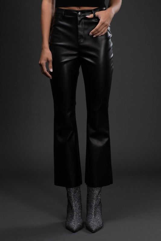 Blu Pepper - Women's High Waisted Faux Leather Pants