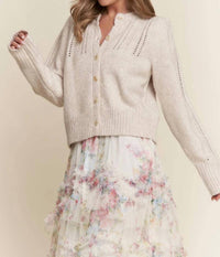 J.Nna - Soft Knit Eyelet Button Cardigan