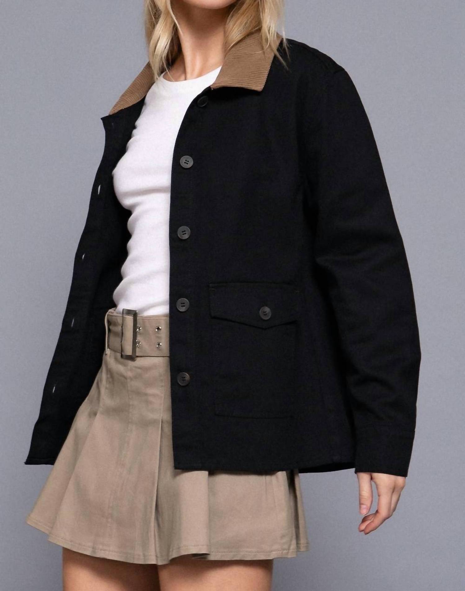 Active Basic - Corduroy Collar Twill Work Jacket