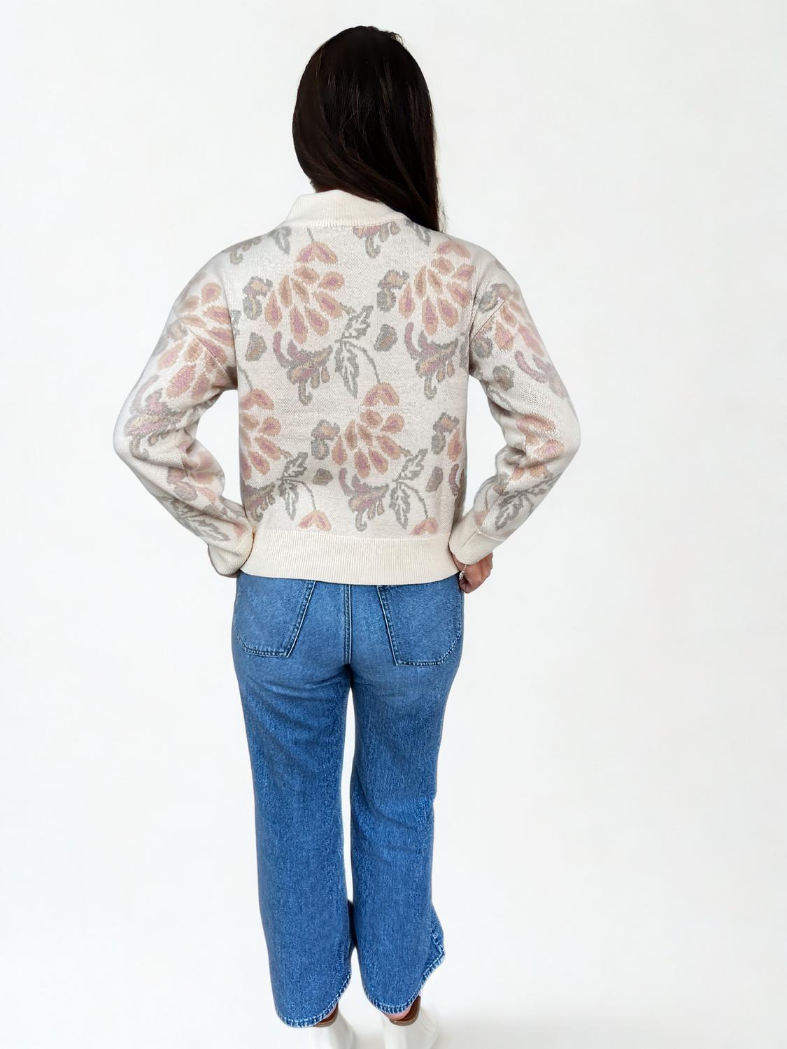 Current Air - Pattern Jacquard Half Zip Up Long Sleeve Sweater