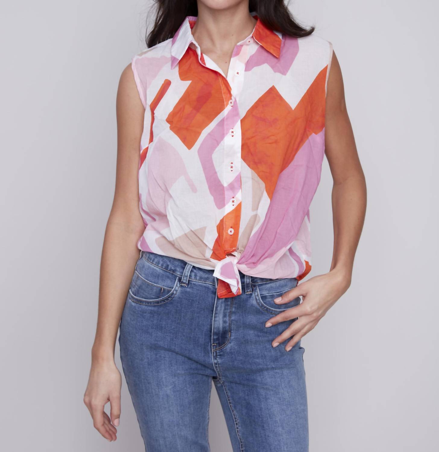 Charlie B - Sleeveless Round Neck Top
