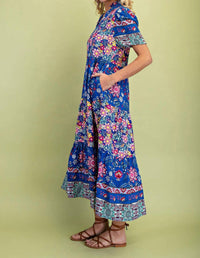 Gigio - Mixed Print Tiered Midi Dress